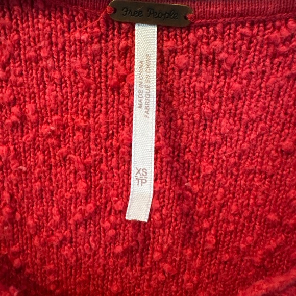 Free People Vibrant Red Textured Sweatshirt - Picture 3 of 3